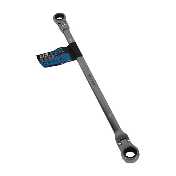 10 x 11 mm extra-long double box-end ratcheting wrench with flexible heads US3868