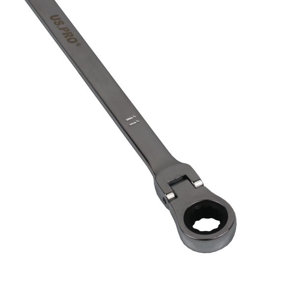 10 x 11 mm extra-long double box-end ratcheting wrench with flexible heads US3868