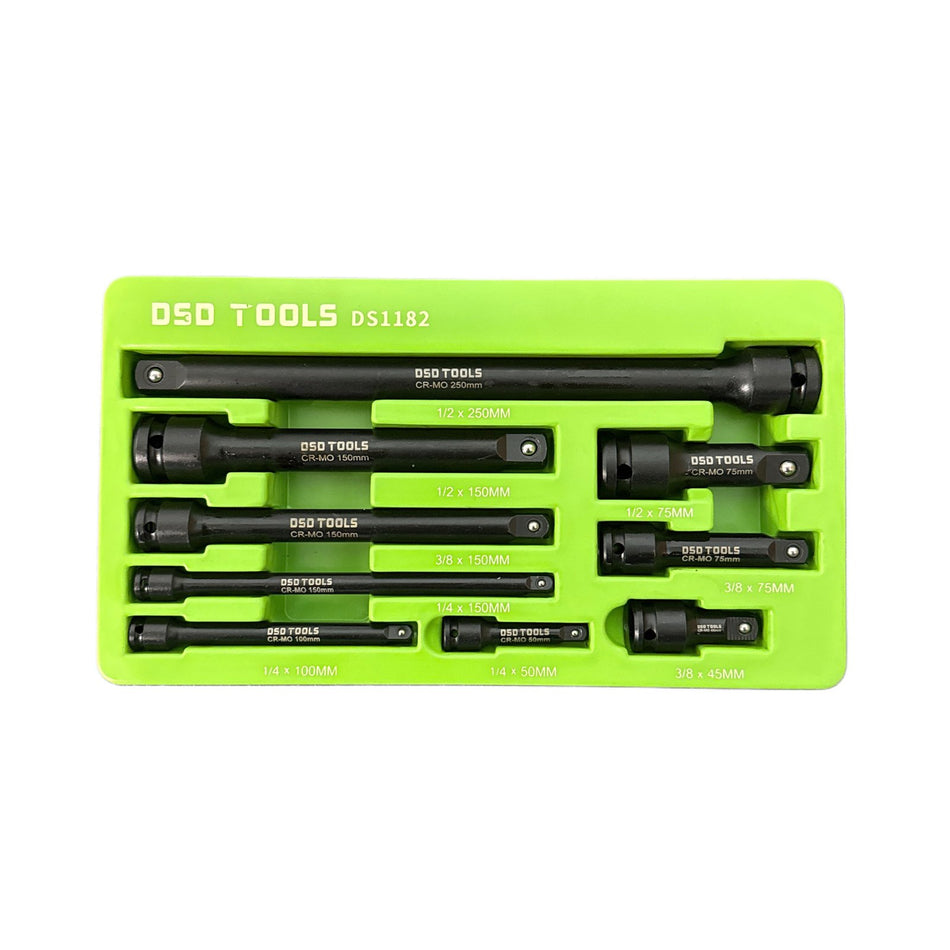 Set of Impact Extension Bars 1/4" 3/8" 1/2", 9 pcs. DS1182