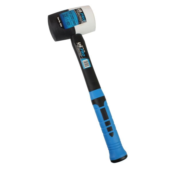 (900 G) WHITE / BLACK RUBBER MALLET WITH FIBERGLASS HANDLE US4520