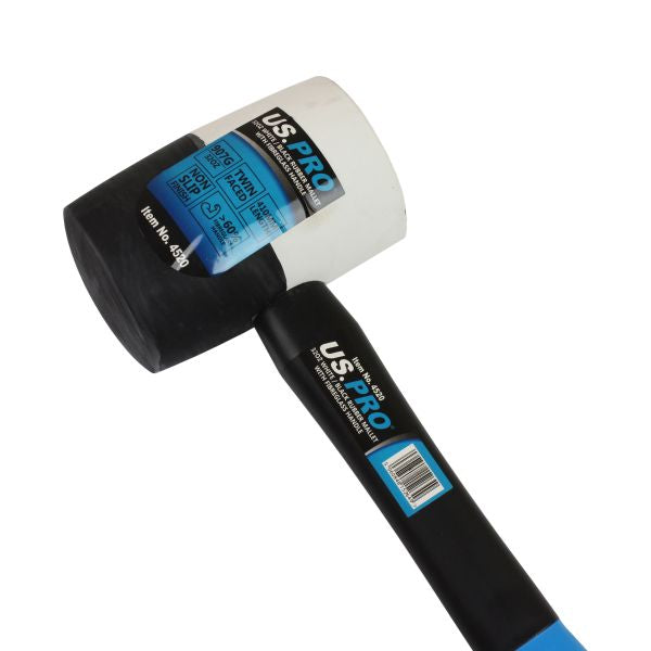 (900 G) WHITE / BLACK RUBBER MALLET WITH FIBERGLASS HANDLE US4520
