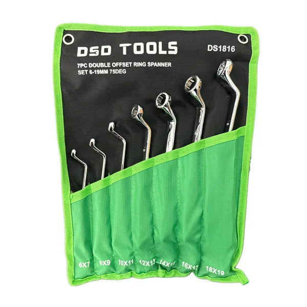 7-PIECE DOUBLE-ENDED RING WRENCH SET 6-19 MM 75 DEGREES DS1816