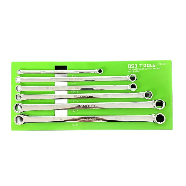6 PIECE RING WRENCH SET FOR DAMAGED NUTS 8-19MM DS1808