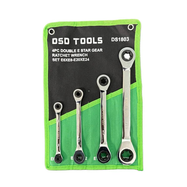 4 PCS. DOUBLE-ENDED E-STAR GEAR RATCHET WRENCH SET DS1803