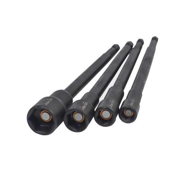 8 pcs 1/4" hex drive long magnetic impact nut driver bit set, metric. US7166