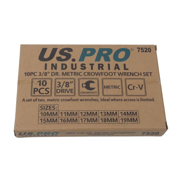 3/8" drive metric ribbed access wrench set EVA pack, 10 pcs US7520