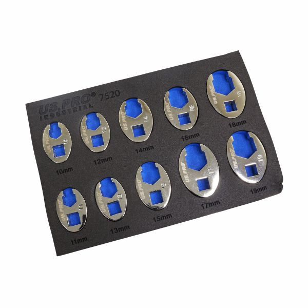 3/8" drive metric ribbed access wrench set EVA pack, 10 pcs US7520