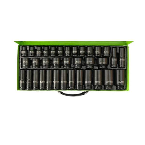 35 PIECE 1/2 DRIVE 6-POINT IMPACT SOCKET SET IN METAL CASE DS2008