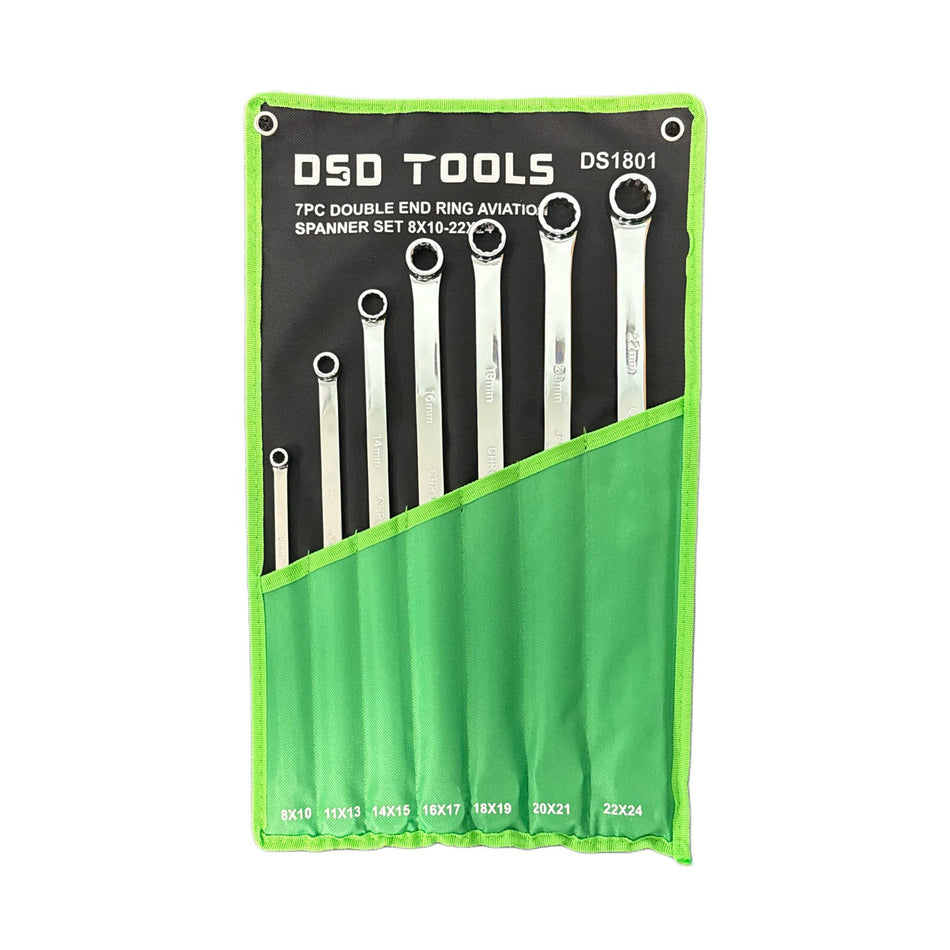 Set of 7 Double-Ended Ring Aviation Wrenches DS1801