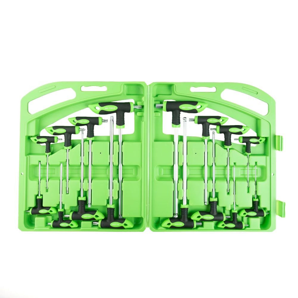 16 dalių T formos rankenų šešiakampių &amp; žvaigždinių raktų rinkinys DS1041