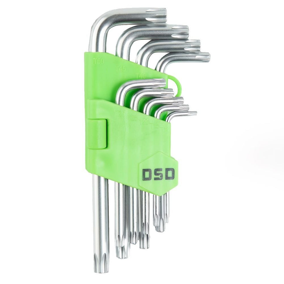 9 dalių trumpų žvaigždutinių raktų rinkinys DS1042