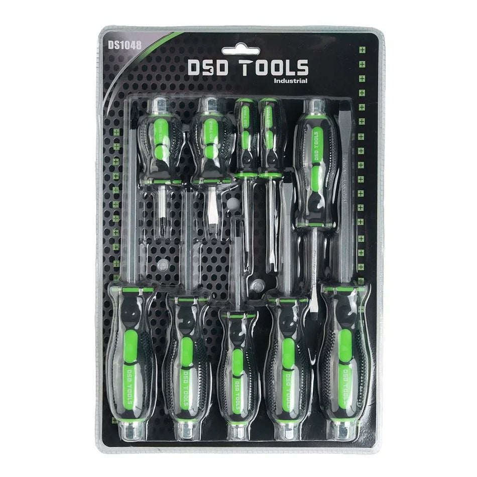 Set of 10 Screwdrivers with Cross and Flat Heads DS1048