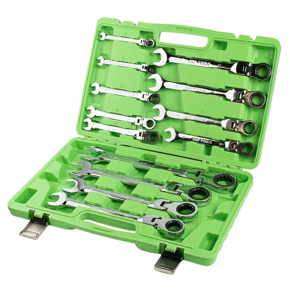Set of 13 Metric Flexible End Ratcheting Combination Wrenches DS1058