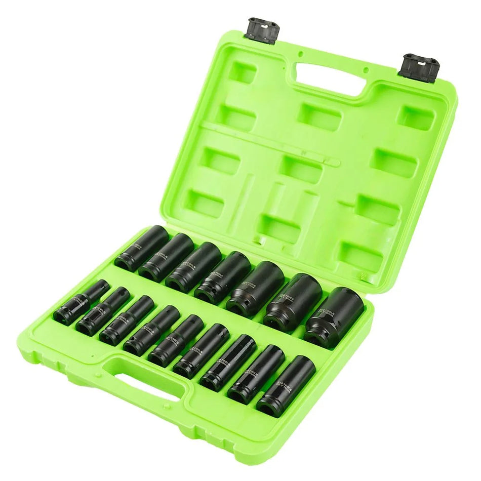 1/2" PAVAROS 6-SIDED EUROPEAN IMPACT SOCKETS, 16PCS DS1100