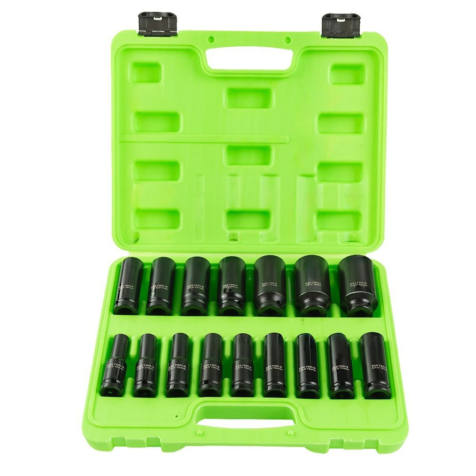 1/2" PAVAROS 6-SIDED EUROPEAN IMPACT SOCKETS, 16PCS DS1100