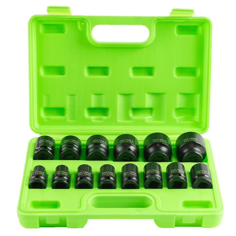 1/2" PAVAROS 6-SIDED SHALLOW HEX IMPACT SOCKETS, METRIC, 14 PCS. DS1115