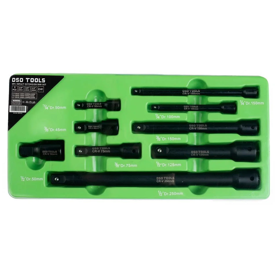 Set of 9 Extension Bars for Impact Wrenches DS1121