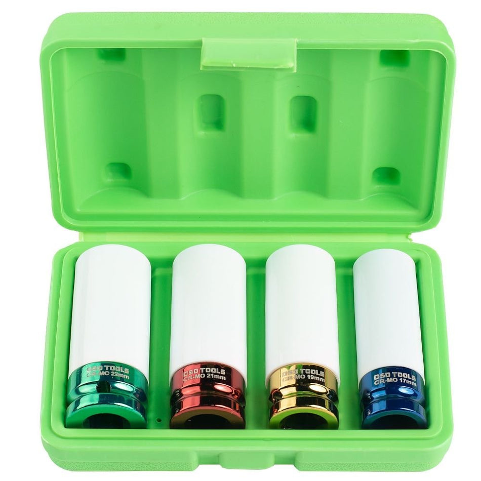 4 dalių 1/2" giliųjų smūginių galvučių rinkinys, skirtas lengvojo lydinio ratlankiams DS1128