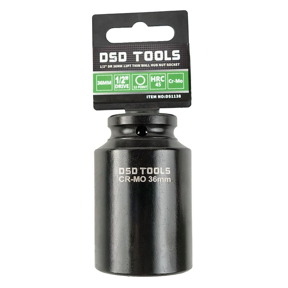 1/2" pavaros smūginė gili 36 mm 12-briaunų stebulės veržlės galvutė DS1138