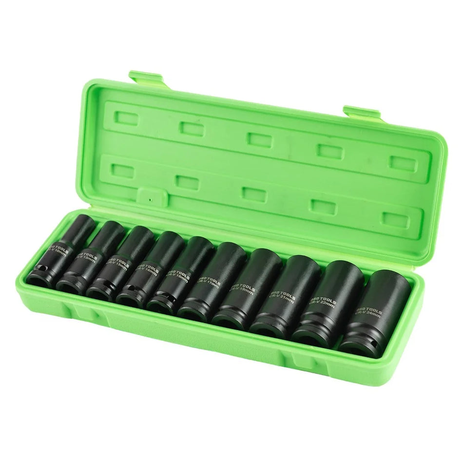 1/2" LONG IMPACT SOCKETS, METRIC, 10PCS DS1171