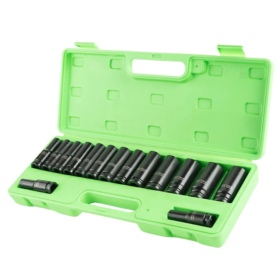 1/2" LONG IMPACT METRIC SOCKETS 10-24 MM, 15 PCS. DS1172