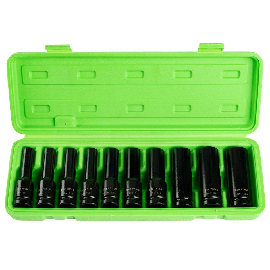 1/2" LONG IMPACT "E-STAR" SOCKETS, 10 PCS. DS1177