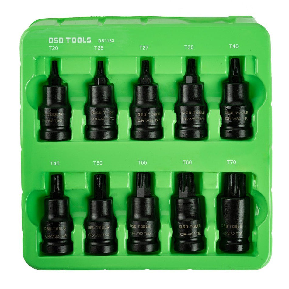 1/2" PAVAROS IMPACT "STAR" STAR-SHAPED BITS-SOCKETS, 10 PCS. DS1183