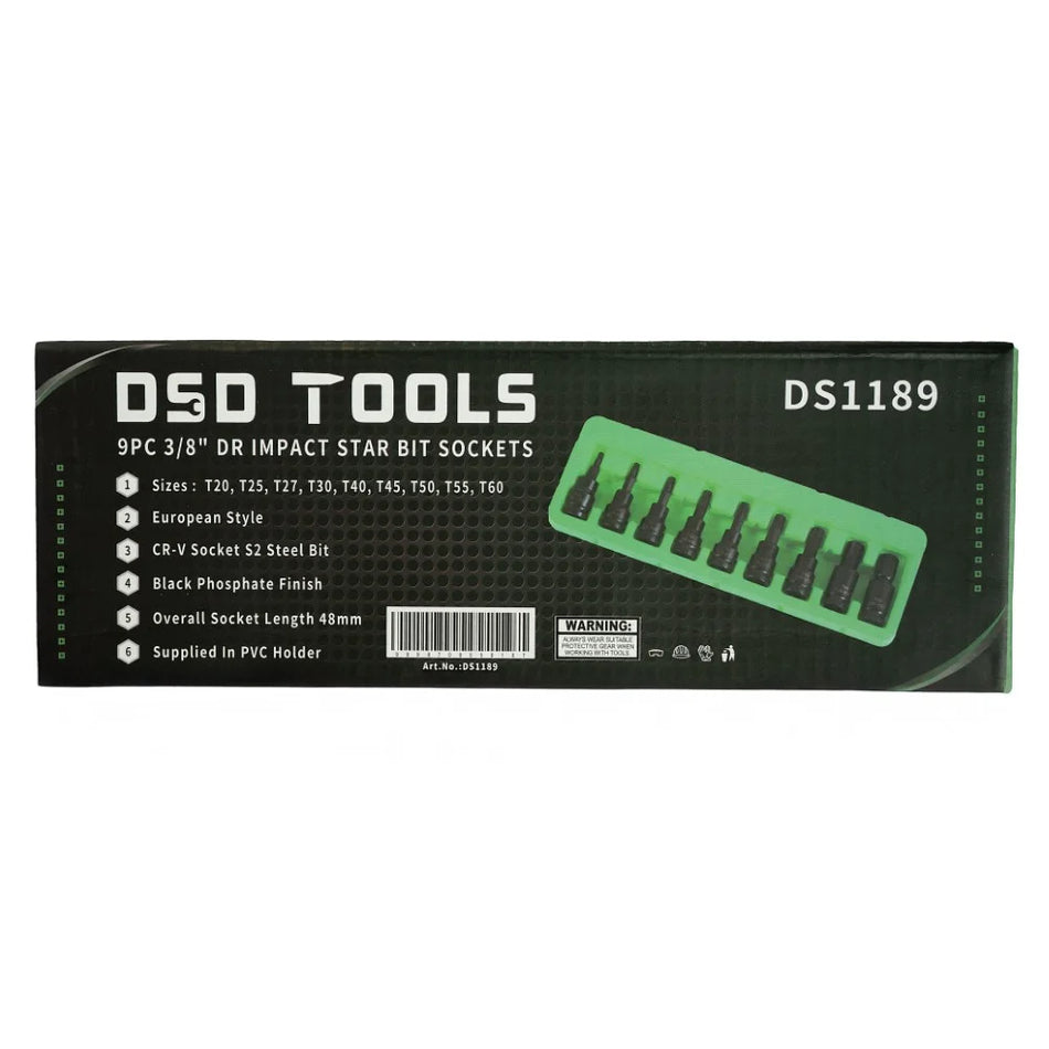 3/8" PAVAROS IMPACT "TORX" SOCKETS, 9 PCS. DS1189