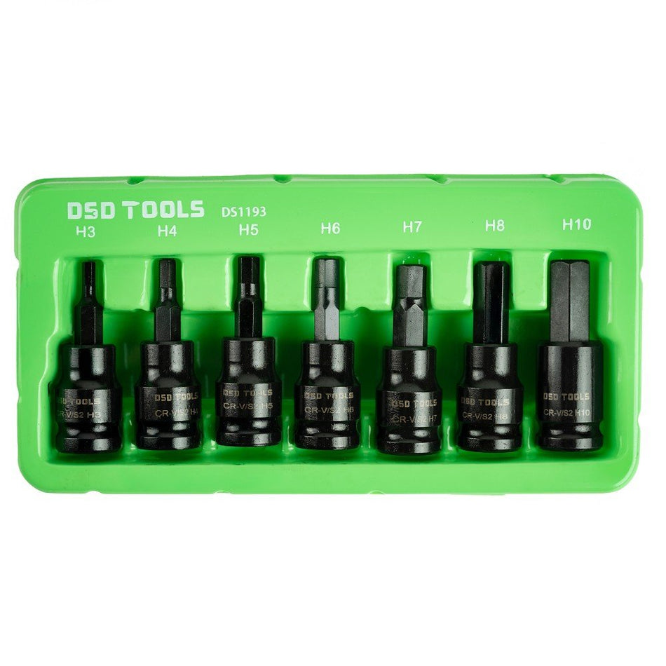 3/8" DRIVE IMPACT "HEX" HEXAGONAL SOCKETS, 7 PCS. DS1193
