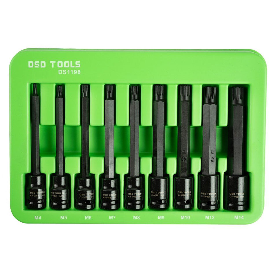 3/8" Extra Long Impact "Spline" Socket Set, 9 Pieces DS1198