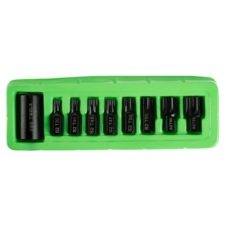 1/2" Set of Impact "Torx" Star Bits with 1/2" Bit Holder, 9 Pieces DS1200
