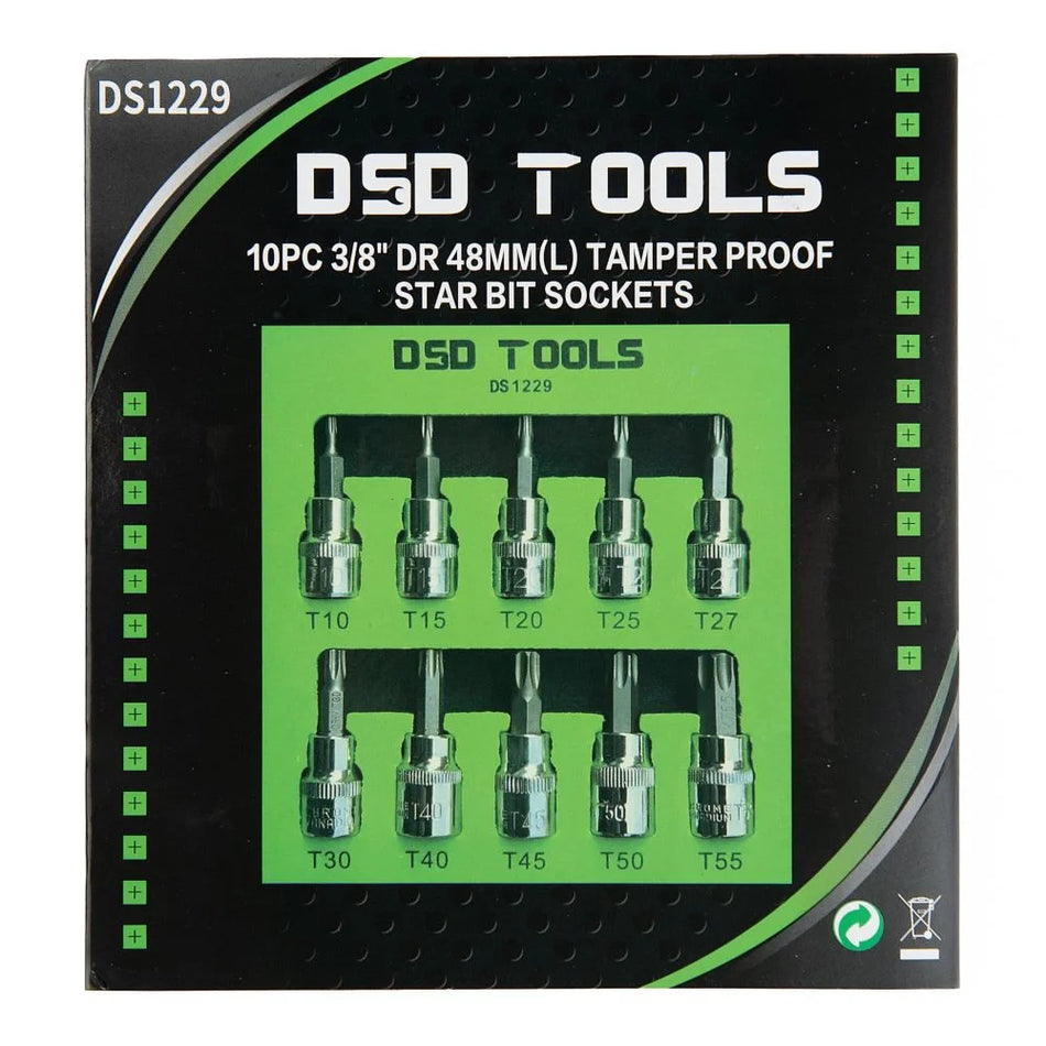 3/8" PAVAROS 48 MM STAR "TORX" SOCKETS, 10 PCS DS1229