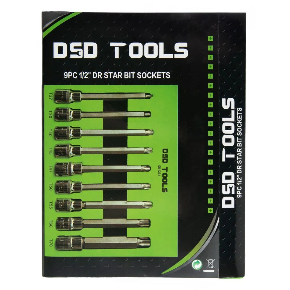 1/2" Star Socket Bits 9 pcs. DS1231