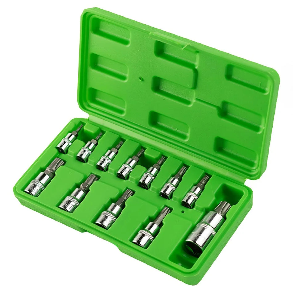 "STAR PLUS" TORX SOCKET-DRIVER SET 1/4", 3/8", 1/2" DRIVE, 12PCS DS1236
