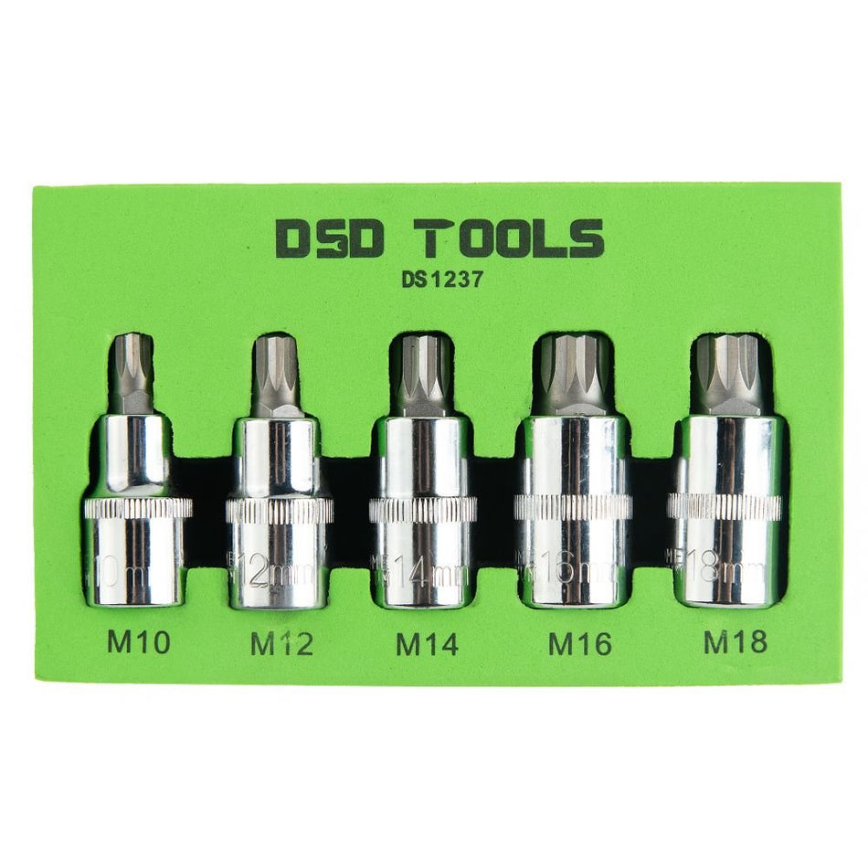 1/2" SET OF DOUBLE-HEXAGON SOCKET HEADS, 5 PCS. DS1237