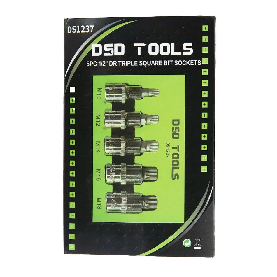 1/2" SET OF DOUBLE-HEXAGON SOCKET HEADS, 5 PCS. DS1237
