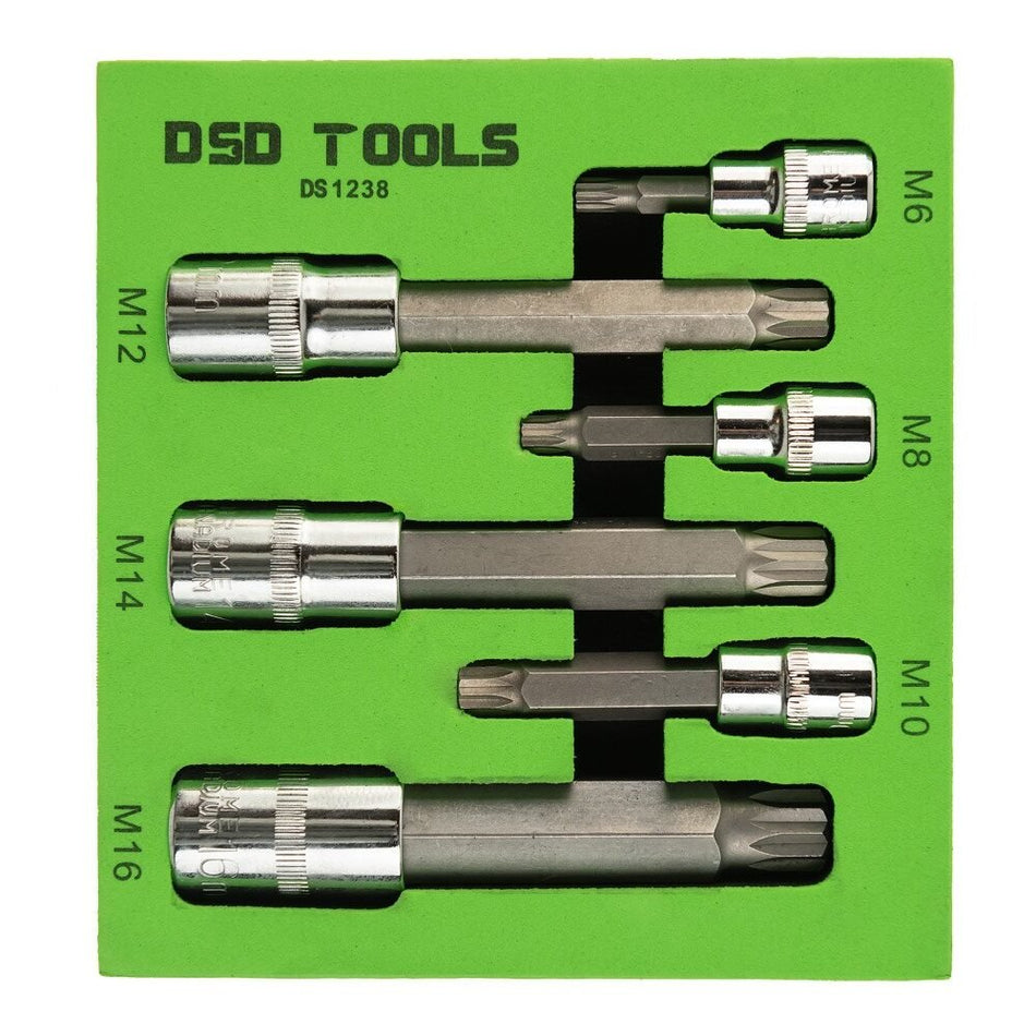 3/8" Drive 1/2" Double Hex (XZN) Socket Set, 6 Pieces DS1238