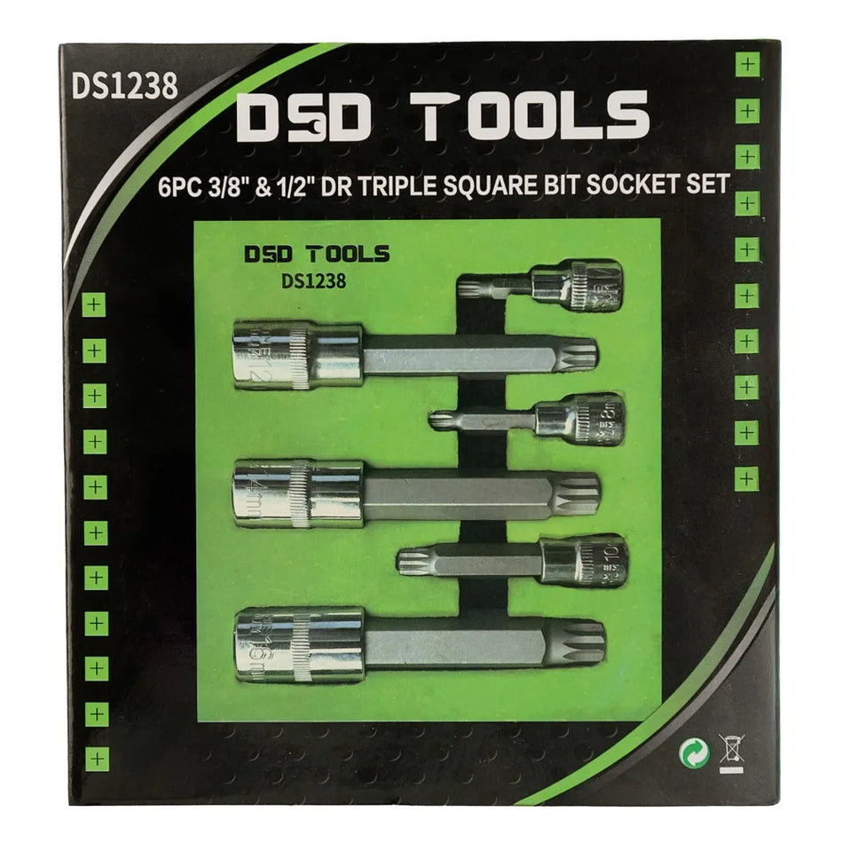 3/8" Drive 1/2" Double Hex (XZN) Socket Set, 6 Pieces DS1238