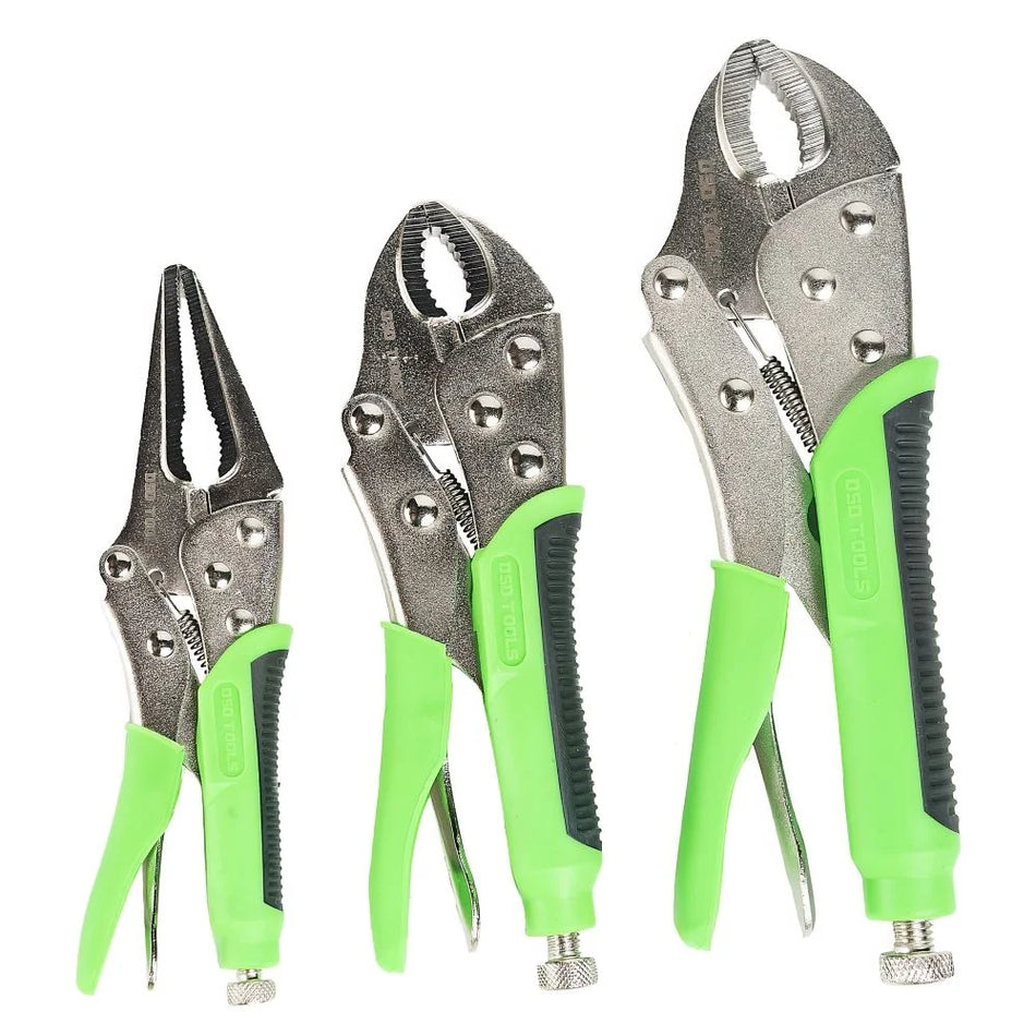 Set of 3 locking pliers with soft handles DS1271
