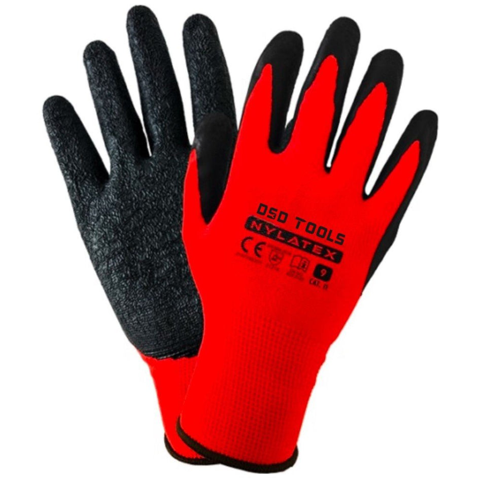 XL-Latex coated polyester gloves, 12 pairs DS1284