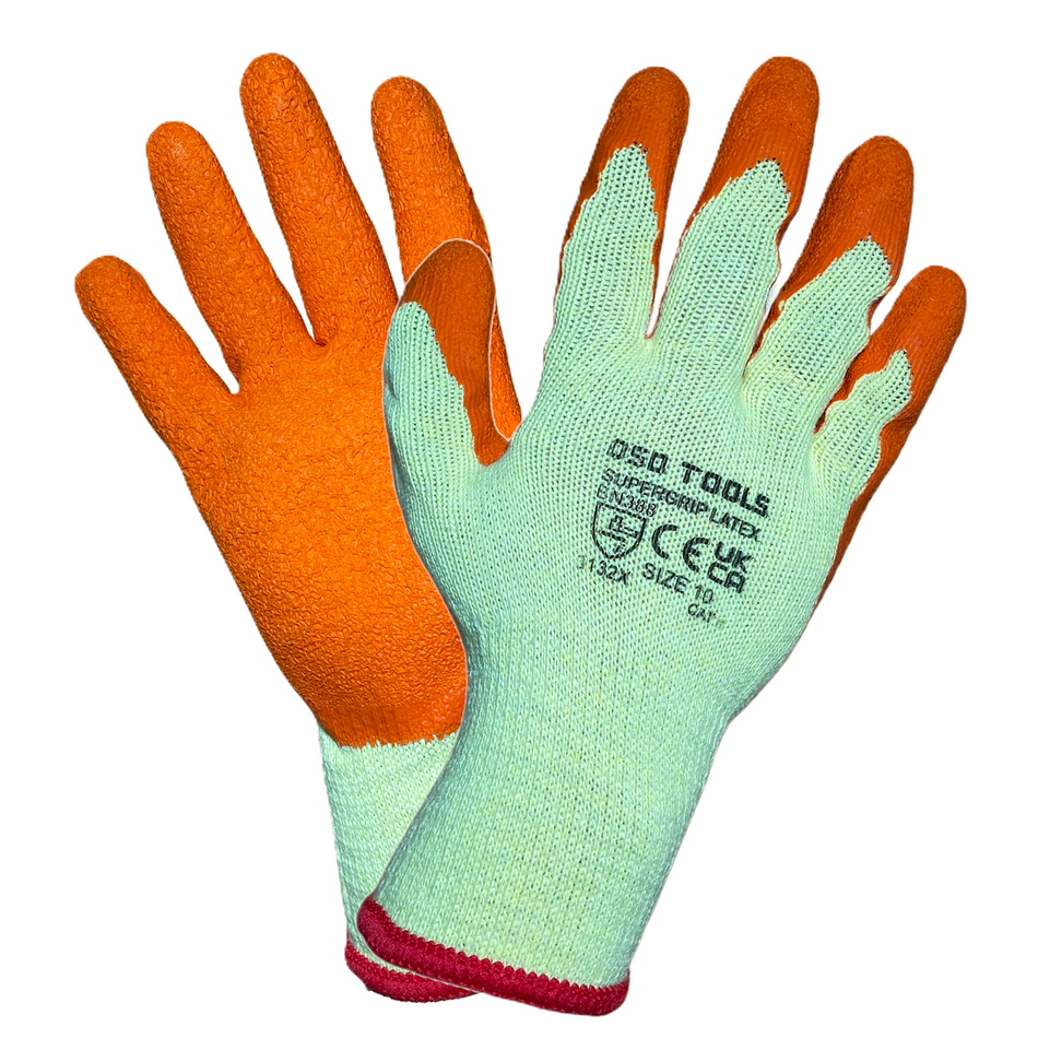 XL Polyester Gloves, Coated with Latex, 12 Pairs DS1286
