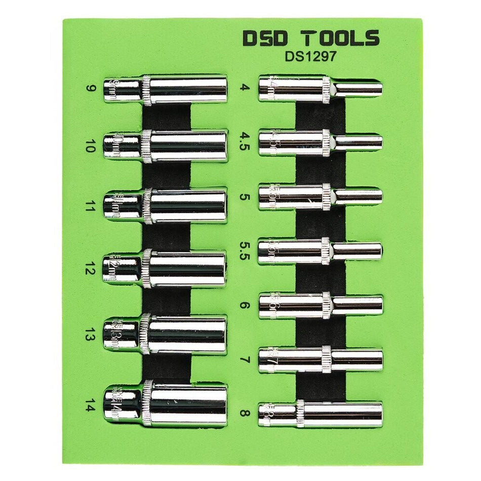 13 PCS. 1/4" ALUMINUM SOCKETS 4-14 MM DS1297