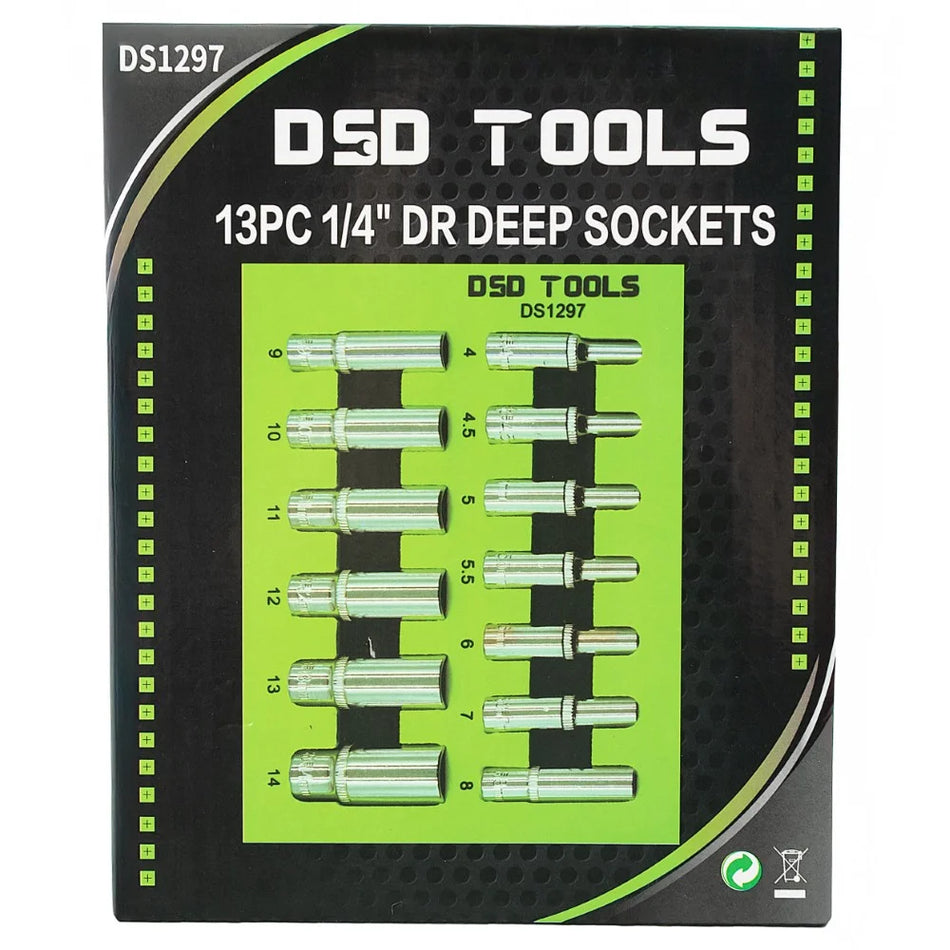 13 PCS. 1/4" ALUMINUM SOCKETS 4-14 MM DS1297