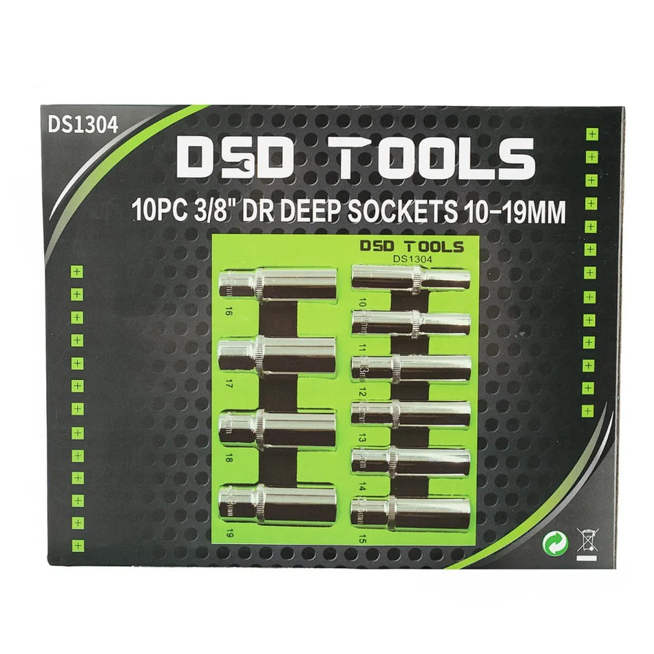 10 PCS. 3/8" DEEP SOCKETS 10-19MM DS1304