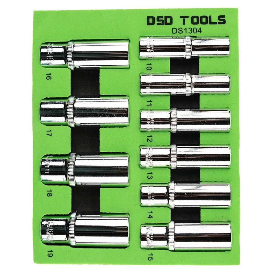 10 PCS. 3/8" DEEP SOCKETS 10-19MM DS1304