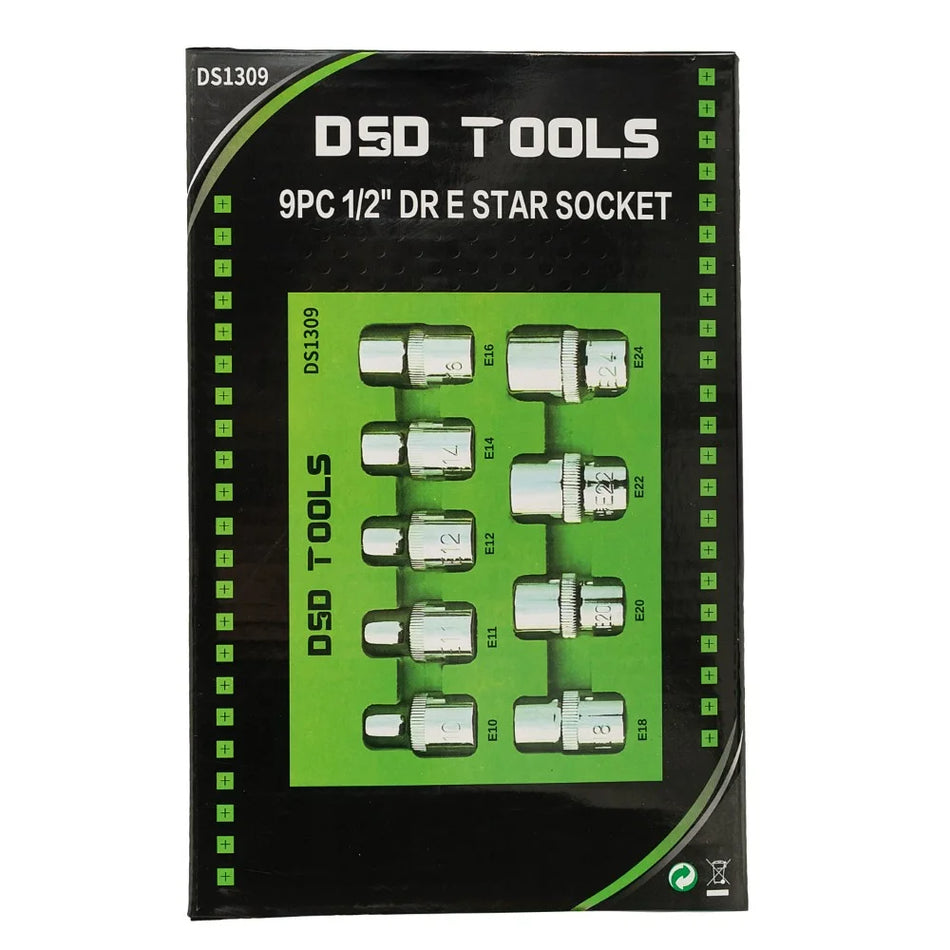9 PCS. 1/2" STAR SOCKET SET DS1309
