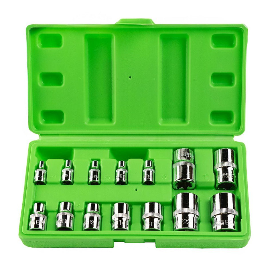 14 PCS E-STAR SHAPED SOCKET SET 1/4", 3/8", 1/2" DS1312