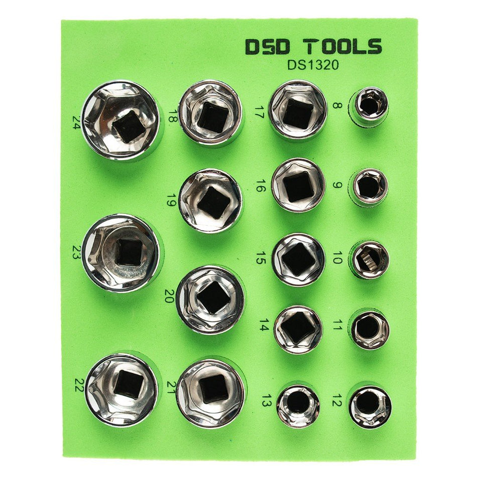 17 PCS. 3/8" SHORT SOCKETS 8-24mm DS1320