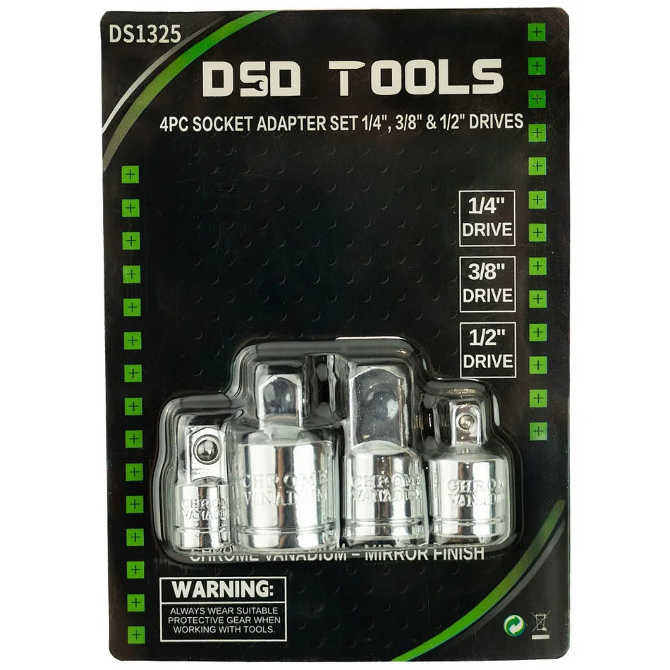 Set of 4 Socket Adapters for 1/4", 3/8", and 1/2" Connections DS1325
