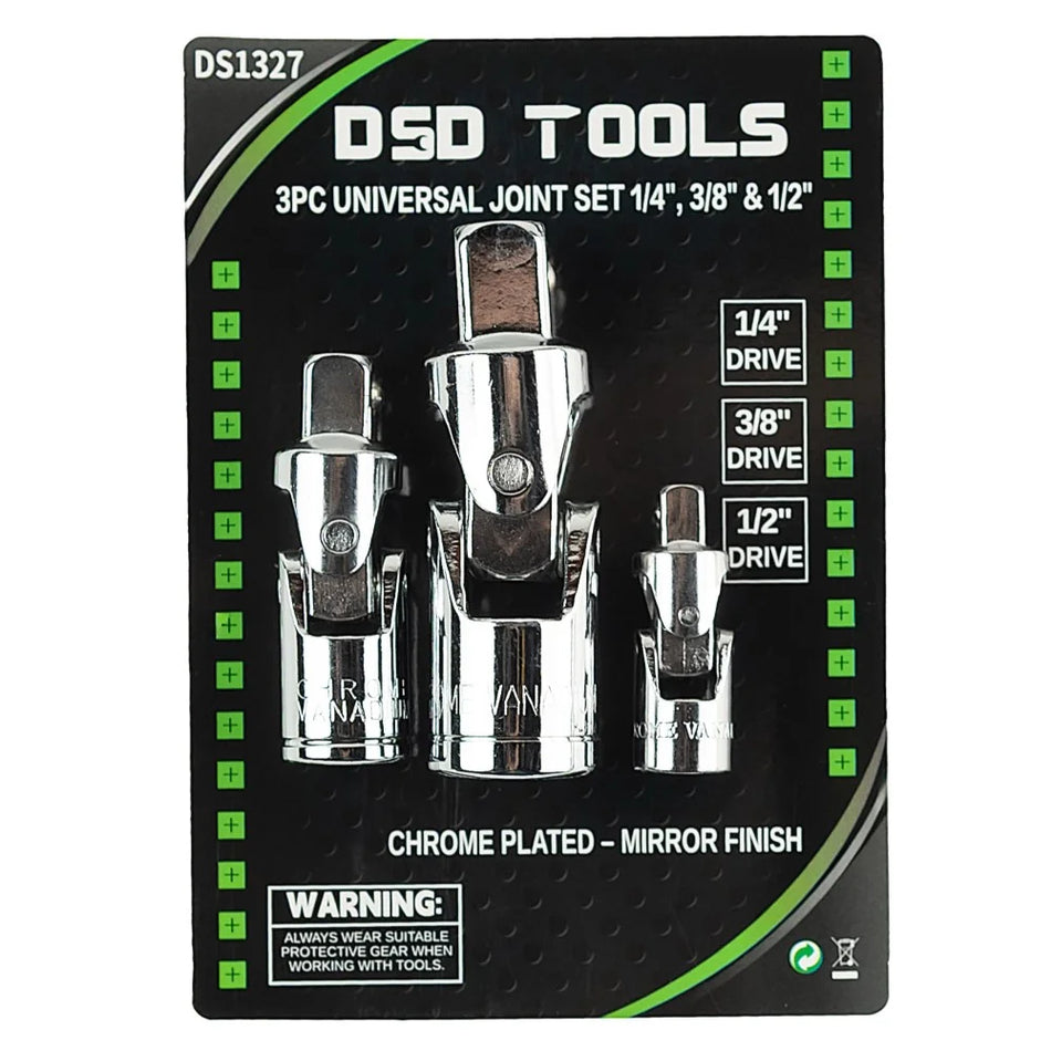 3 PCS. UNIVERSAL JOINT SET 1/4", 3/8" and 1/2" DS1327